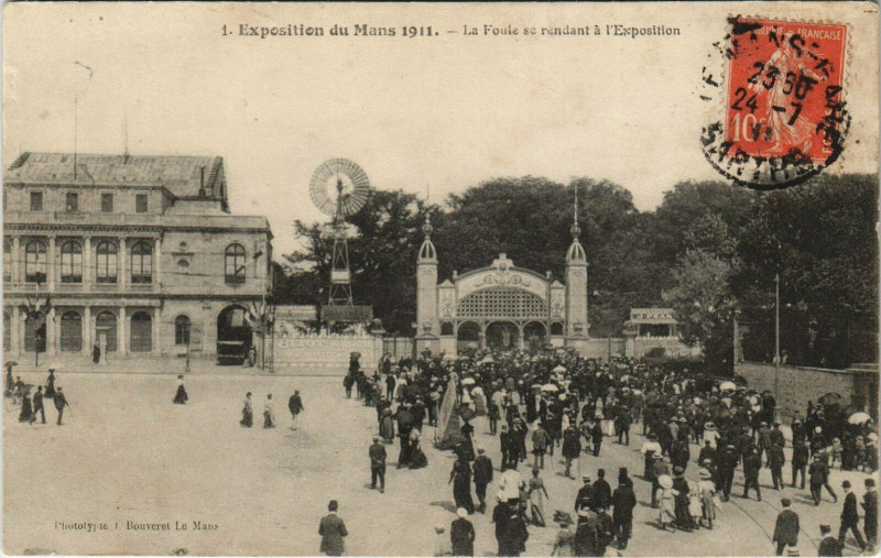 Carte postale ancienne Expo 1911 Le Mans La Ofule se rendant a l'Exposition au Mans