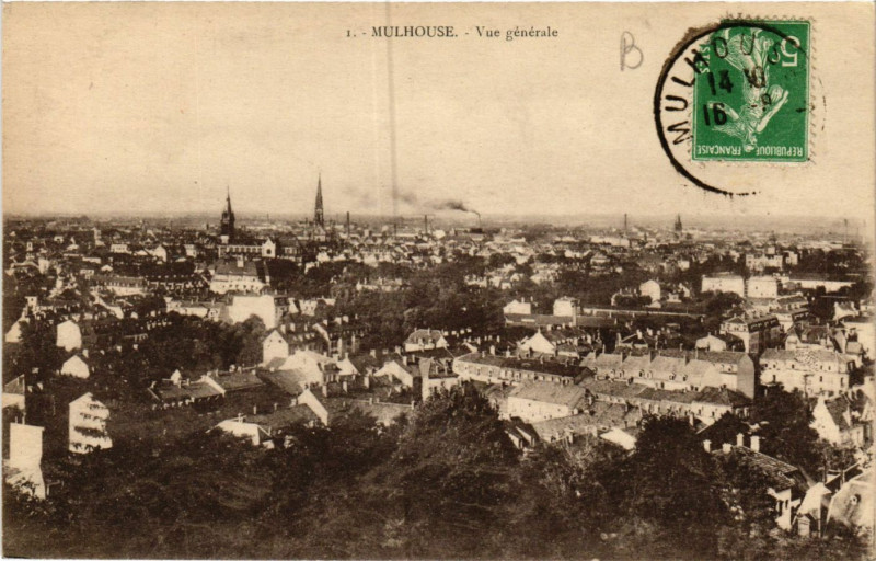 Carte postale ancienne Mulhouse - Vue générale à Mulhouse