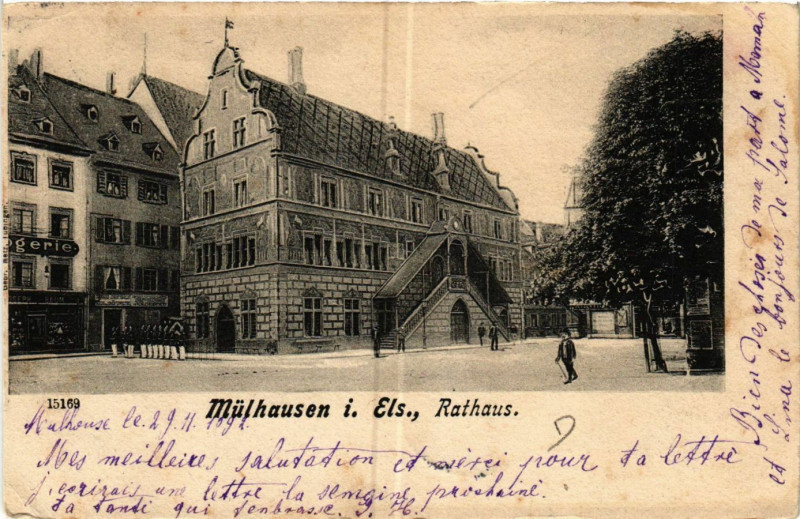 Carte postale ancienne Mulhausen Rathaus