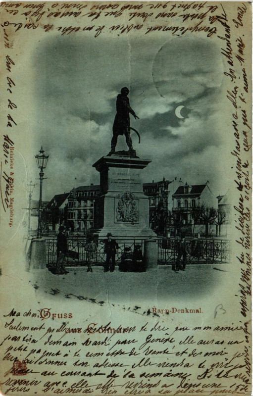 Carte postale ancienne Gruss aus Colmar - Rapp-Denkmal à Colmar