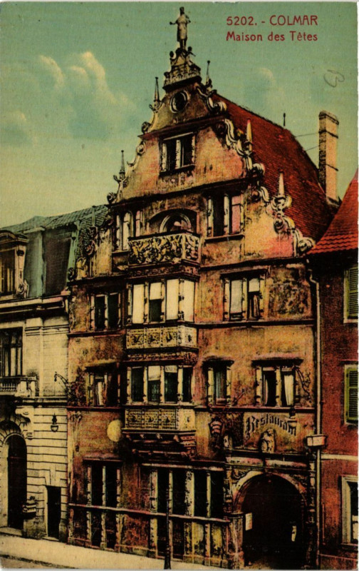 Carte postale ancienne Colmar - Maison des Tetes à Colmar