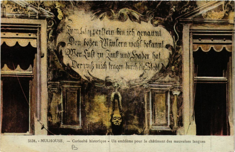 Carte postale ancienne Mulhouse Curiosite historique Un embleme pour le chatiment des à Mulhouse