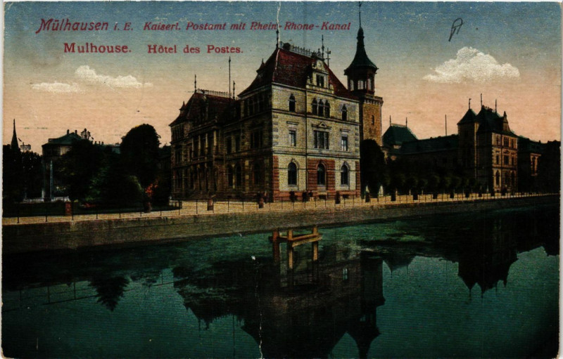 Carte postale ancienne Mulhausen Kaisert.Posdamt mit Rhein-Rhone-Kanal Mulhouse à Mulhouse