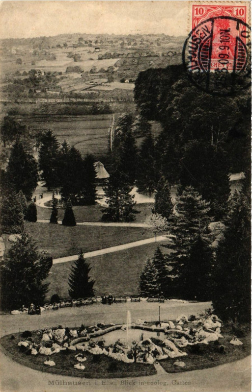 Carte postale ancienne Mulhausen - Blick in zoolog Garten