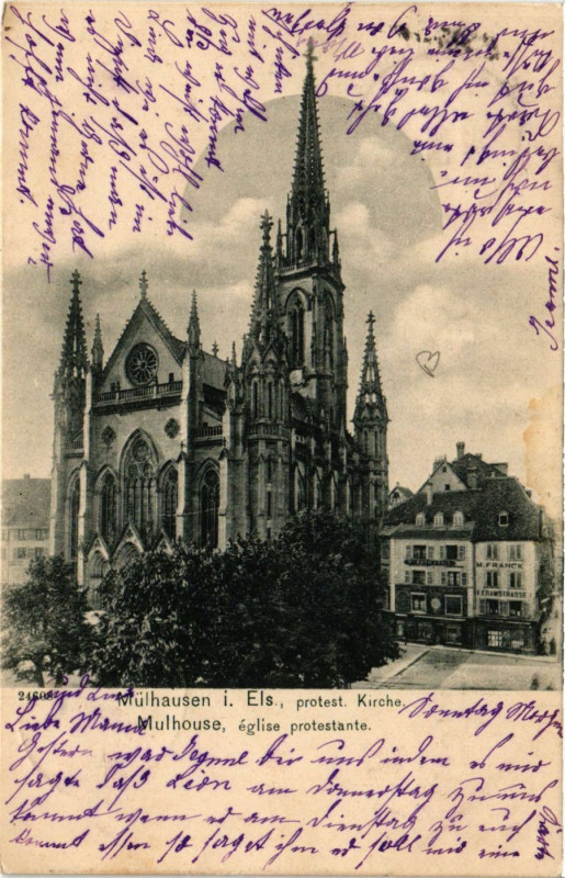 Carte postale ancienne Mulhausen protest. Kirche - Mulhouse Eglise protestante à Mulhouse