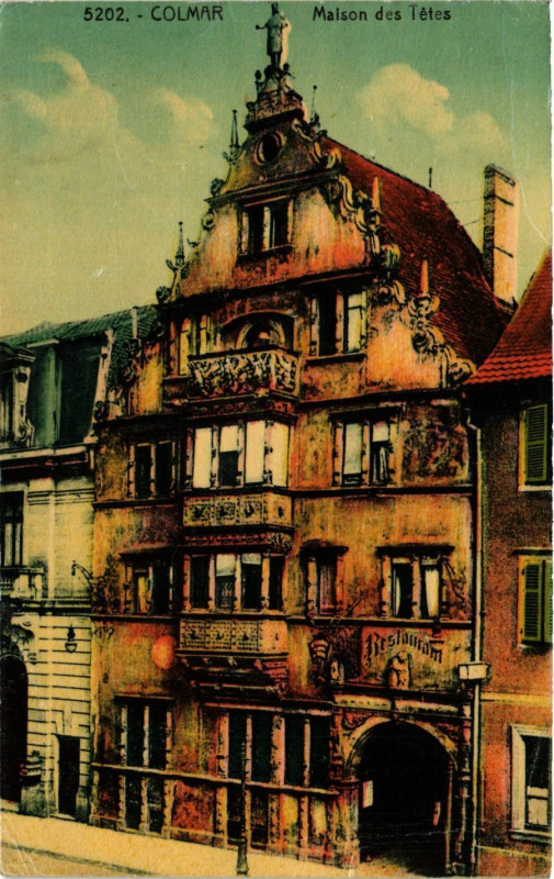 Carte postale ancienne Colmar - Maison des Tetes à Colmar