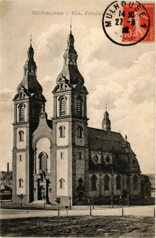 Carte postale ancienne Mülhausen Fridolinskirche