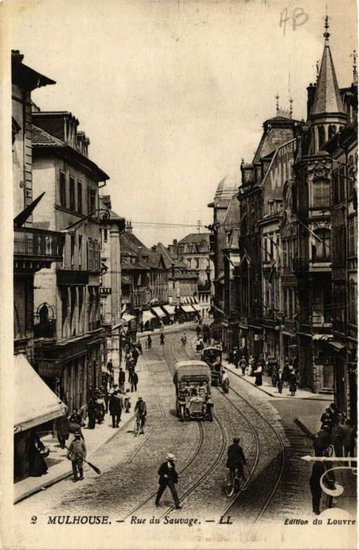 Carte postale ancienne Mulhouse - Rue du Sauvage à Mulhouse