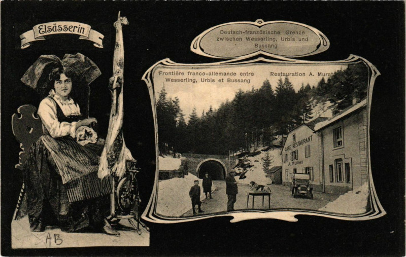 Carte postale ancienne Elsasserin - Frontierefranco-allemande entre