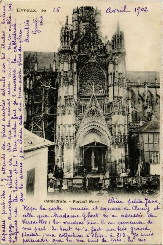 Carte postale ancienne Evreux le - Cathédrale - Portail Nord à Évreux