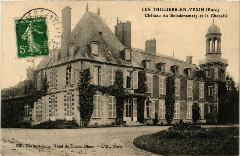 Carte postale ancienne Les Thilliers-en-Vexin - Chateau du Boisdementz et la Chapelle aux Thilliers-en-Vexin