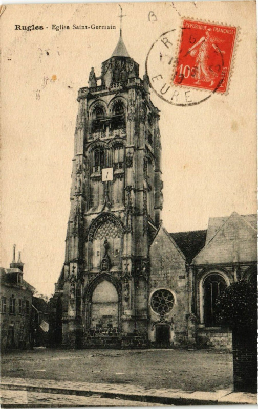 Carte postale ancienne Rugles - Eglise Saint-Germain à Rugles