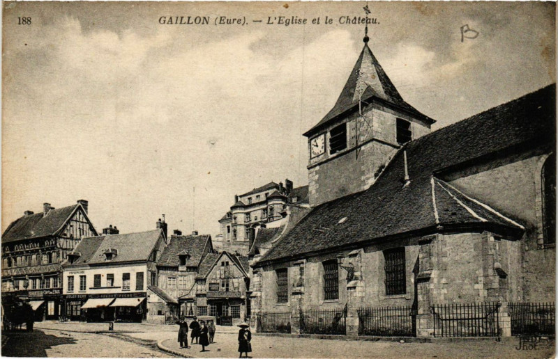 Carte postale ancienne Gaillon - L'Eglise et le Chateau à Gaillon