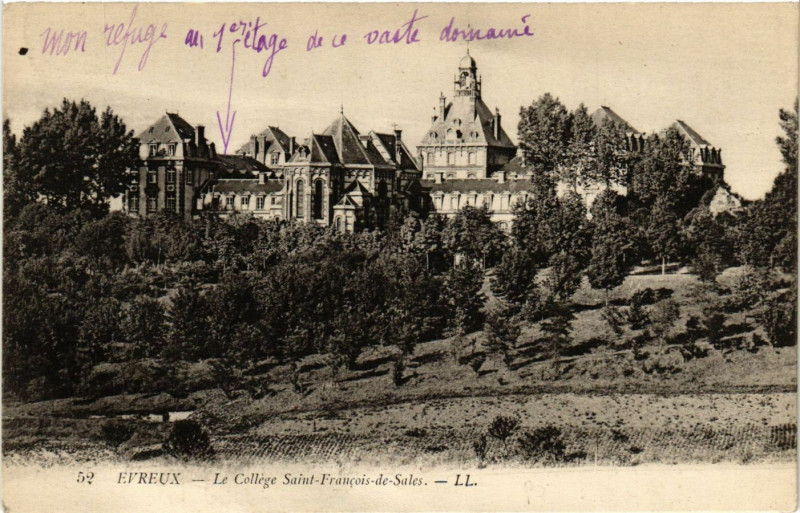 Carte postale ancienne Evreux - Le College Saint-FRANCois de Sales à Évreux