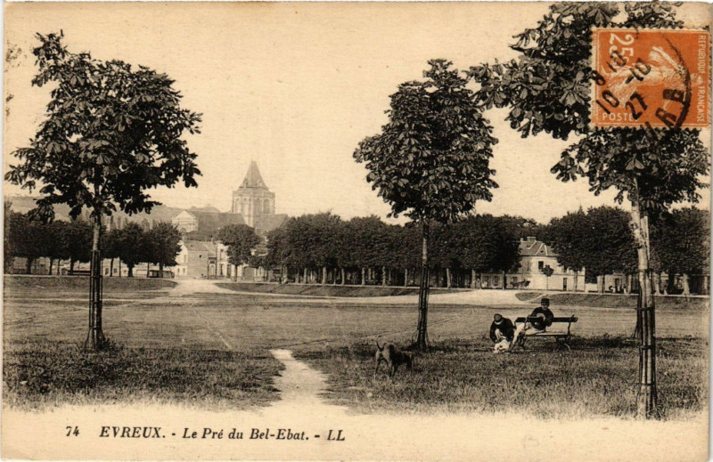 Carte postale ancienne Evreux - Le pre du Bel-Ebat à Évreux