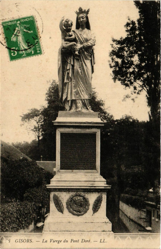 Carte postale ancienne Gisors - La Vierge du Pont Dore à Gisors