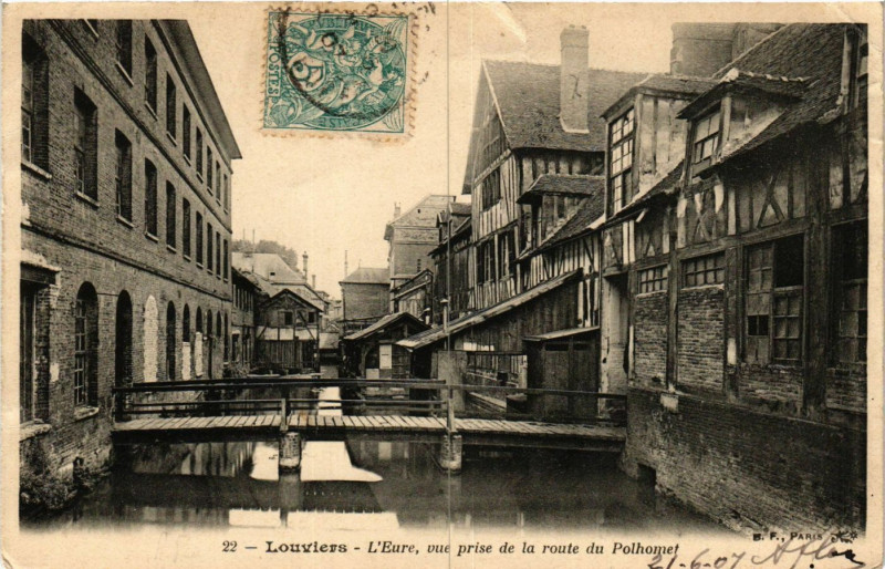 Carte postale ancienne Louviers - L'Eure vue prise de la route du Polhomet à Louviers
