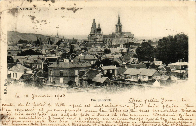 Carte postale ancienne Evreux - Vue générale à Évreux