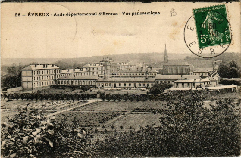Carte postale ancienne Evreux - Asile departemental d'Evreux - Vue panoramique à Évreux