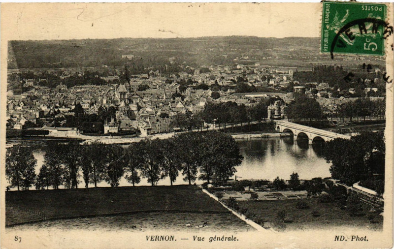 Carte postale ancienne Vernon - Vue générale à Vernon