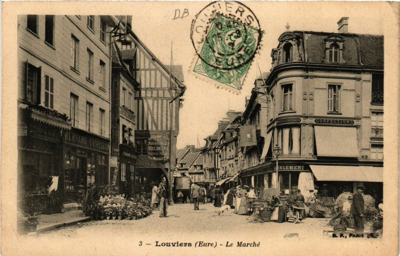 Carte postale ancienne Louviers - Le Marche à Louviers