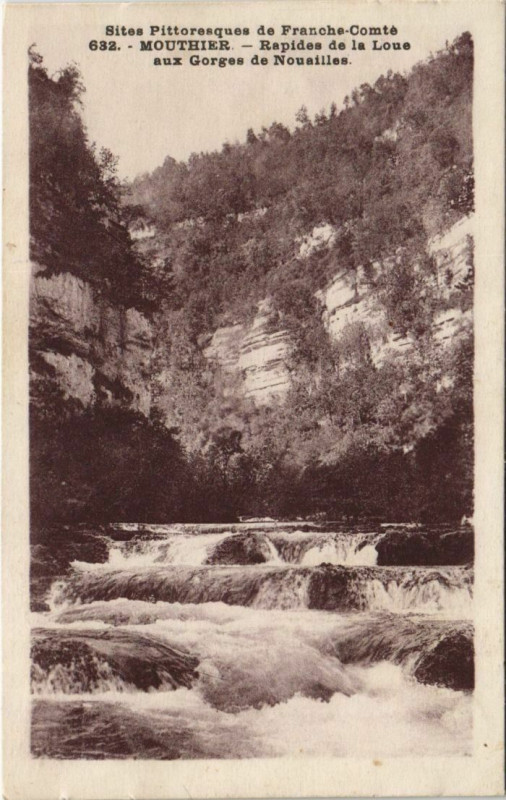 Carte postale ancienne Mouthier-Haute-Pierre Rapides de la Loue - Gorges de Nouailles à Mouthier-Haute-Pierre