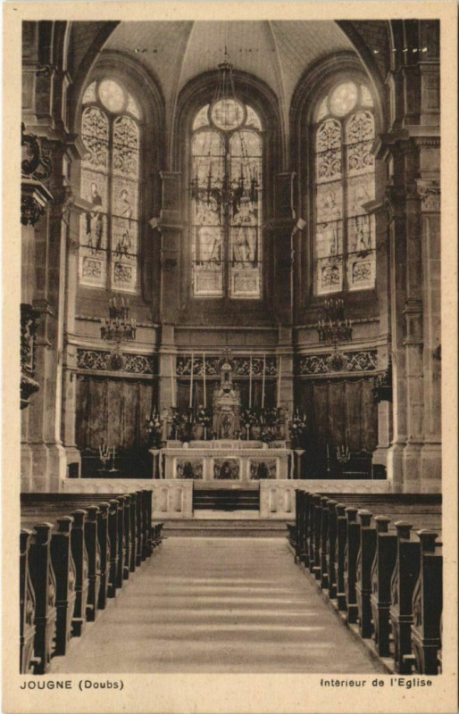Carte postale ancienne Jougne Interieur de l'Eglise à Jougne