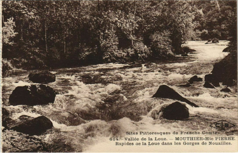 Carte postale ancienne Mouthier-Haute-Pierre Rapides de la Loue - Gorges de Nouailles à Mouthier-Haute-Pierre