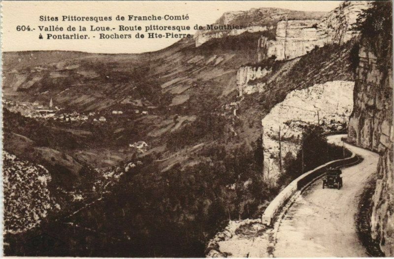 Carte postale ancienne Route Pittoresque de Mouthier-Haute-Pierre a Pontarlier à Mouthier-Haute-Pierre