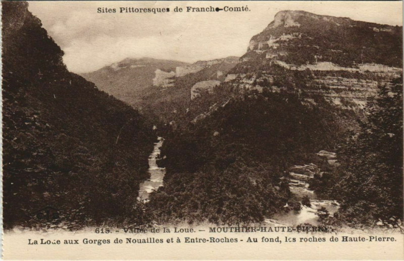 Carte postale ancienne Mouthier-Haute-Pierre La Loue aux Gorges de Nouailles à Mouthier-Haute-Pierre