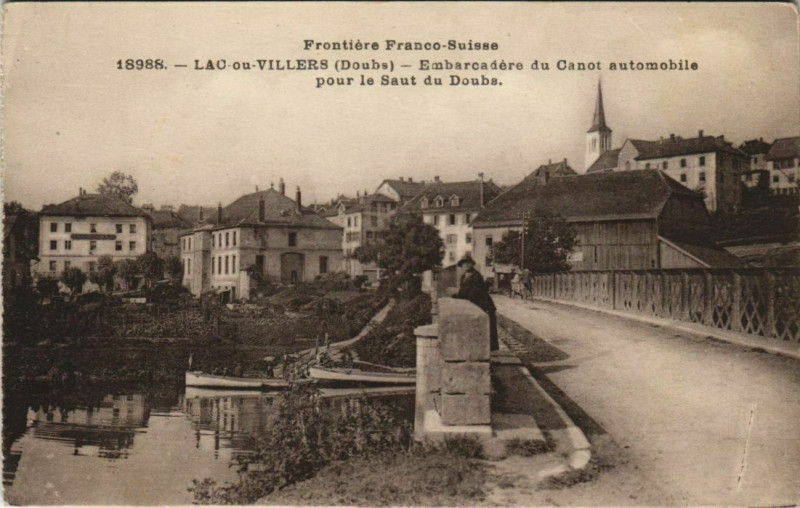 Carte postale ancienne Villers-le-Lac Lac-ou-Villers - Embarcadere du Canot Automobile à Villers-le-Lac