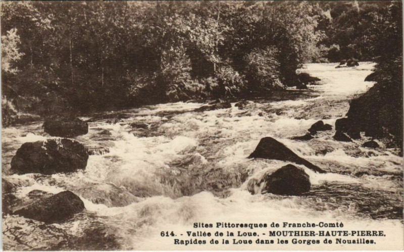 Carte postale ancienne Mouthier-Haute-Pierre Rapides de la Loue - Gorges de Nouailles à Mouthier-Haute-Pierre