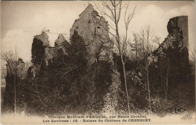 Carte postale ancienne Chenecey-Buillon Ruines de Chateau de Chenecey à Chenecey-Buillon