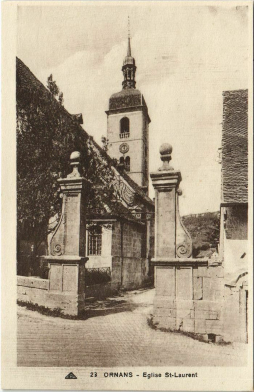 Carte postale ancienne Ornans Eglise Saint-Laurent à Ornans