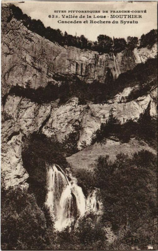 Carte postale ancienne Mouthier-Haute-Pierre Cascades et Rochers du Syratu à Mouthier-Haute-Pierre