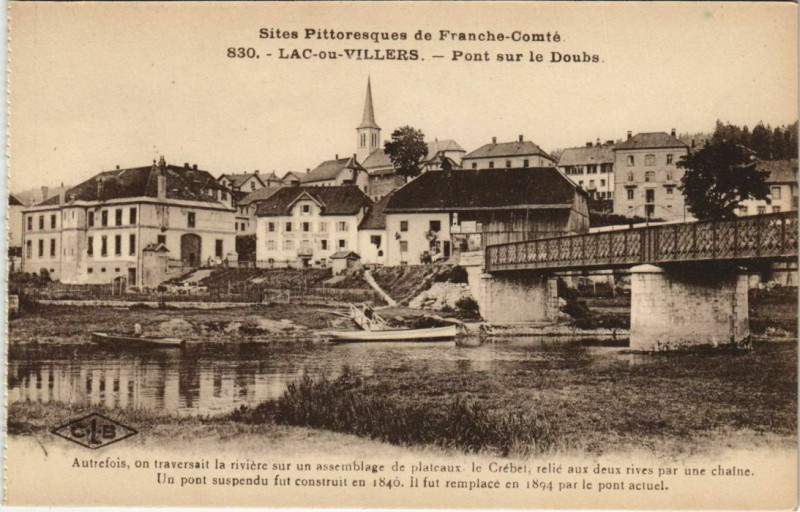 Carte postale ancienne Villers-le-Lac Lac-ou-Villers - Pont sur le Doubs à Villers-le-Lac