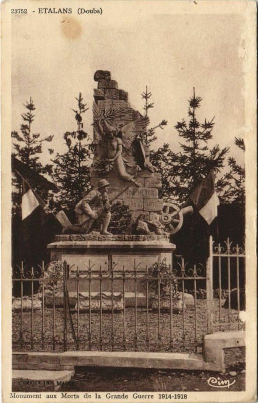 Carte postale ancienne Etalans Monument aux Morts de la Grande Guerre 1914-1918 à Étalans