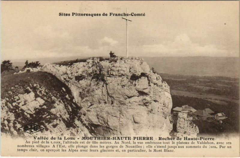 Carte postale ancienne Mouthier-Haute-Pierre Rocher de Haute-Pierre à Mouthier-Haute-Pierre