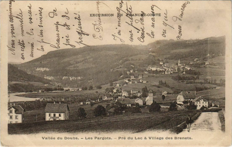 Carte postale ancienne Les Pargots Les Brenets - Villers-le-Lac - Pre du Lac à Villers-le-Lac