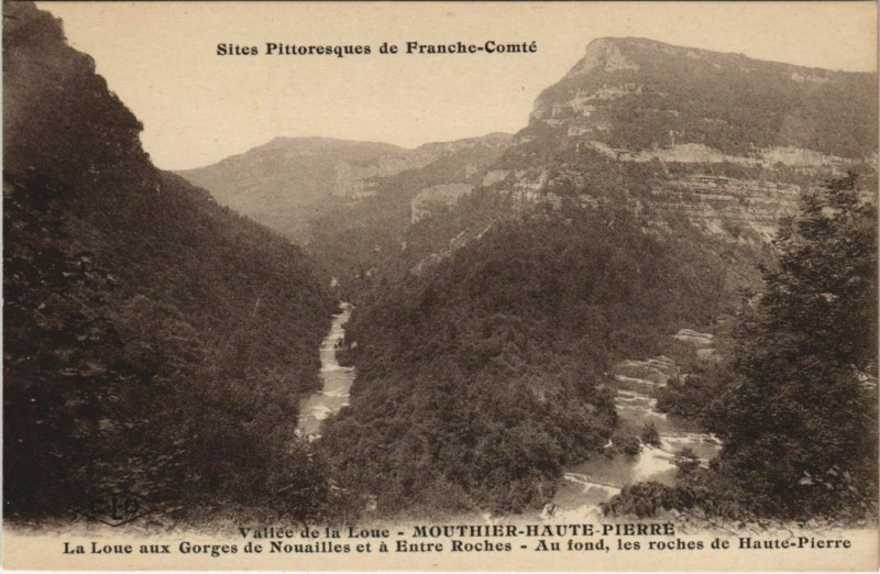 Carte postale ancienne Mouthier-Haute-Pierre La Loue aux Gorges de Nouailles à Mouthier-Haute-Pierre