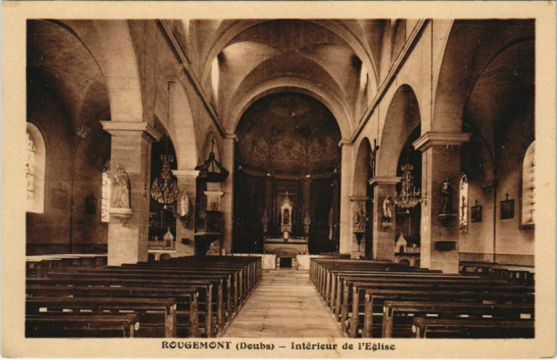 Carte postale ancienne Rougemont Interieur de l'Eglise à Rougemont