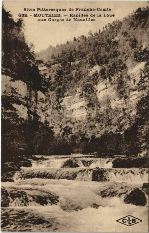 Carte postale ancienne Mouthier-Haute-Pierre Rapides de la Loue aux Gorges de Nouailles à Mouthier-Haute-Pierre