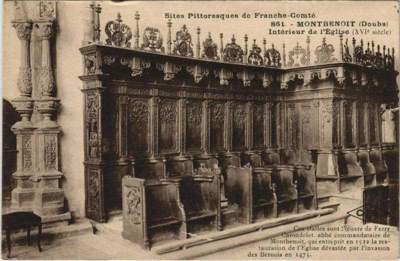Carte postale ancienne Montbenoit Interieur de l'Eglise à Montbenoît