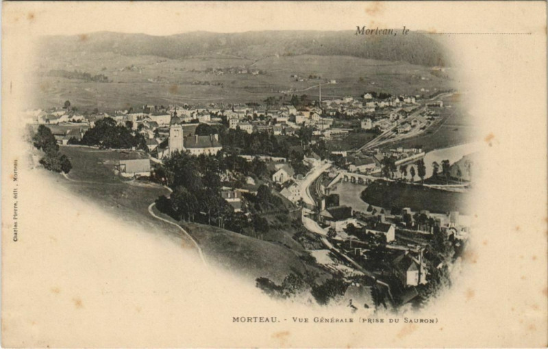 Carte postale ancienne Morteau Vue Generale prise du Sauron à Morteau