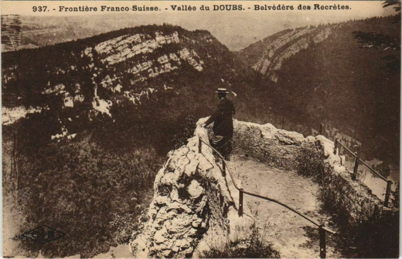 Carte postale ancienne Valle du Doubs - Belvedere des Recretes à Doubs