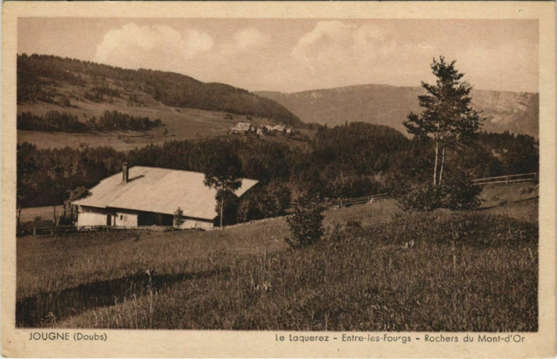 Carte postale ancienne Jougne Le Laquerez - Entre-les-Fourgs - Rochers du Mont-d'Or à Jougne
