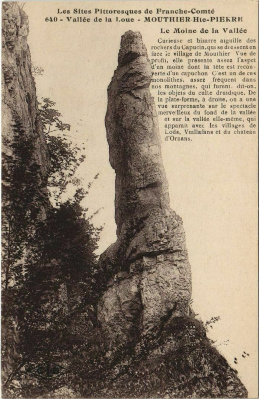 Carte postale ancienne Mouthier-Haute-Pierre Vallee de la Loue - Le Moine de la Vallee à Mouthier-Haute-Pierre