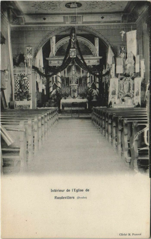 Carte postale ancienne Randevillers Interieur de l'Eglise à Randevillers