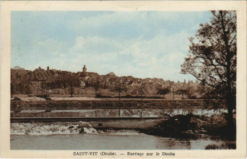 Carte postale ancienne Saint-Vit Barrage sur le Doubs à Saint-Vit