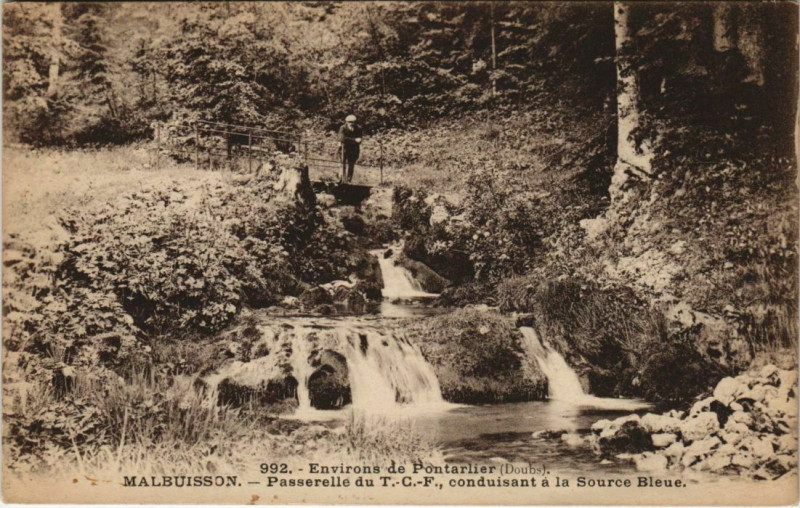 Carte postale ancienne Malbuisson Passerelle du T.-C.-F. - Conduisant a la Source Bleue à Malbuisson